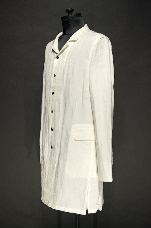 The Viridi-anne  15AW Bamboo Linen Long Shirt WHITE