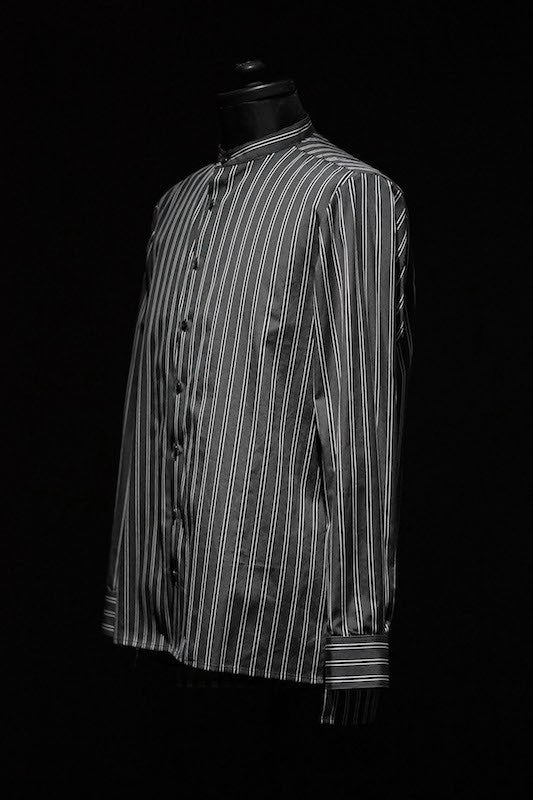 GalaabenD  16S Dobby Regimental Stripe Shirt (Stand Collar) BLACK