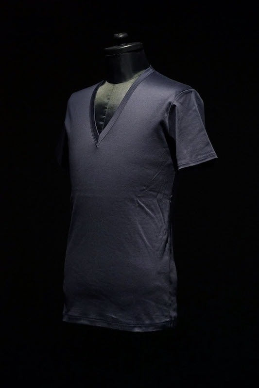 GalaabenD  16SS BASIC Bio Silket V-Neck Cut Sew (NAVY)