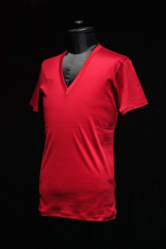 GalaabenD 16SS BASIC Bio Silket V-Neck Cut Sew (RED)