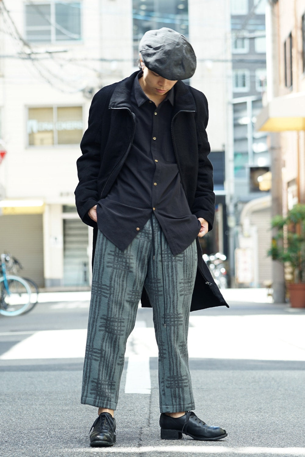 Pants PA89 Grid Pattern Jaquard Wool Beaver Finished