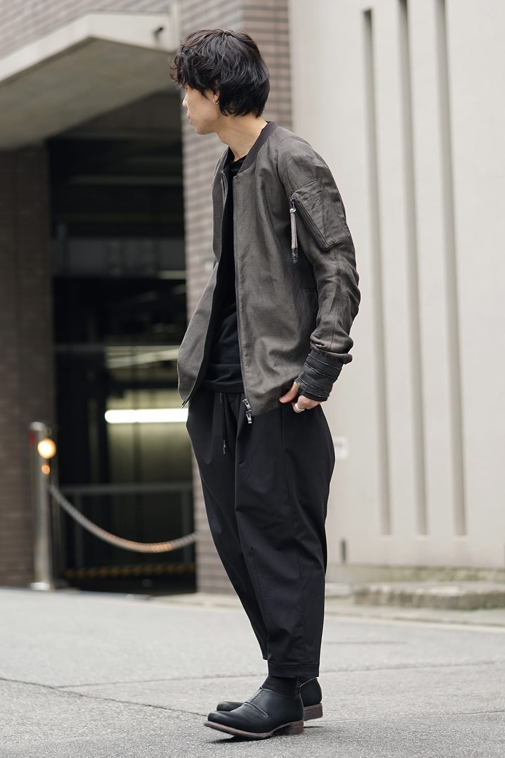 Jacket Silk Linen Voile Sand Blast Finish - Gray