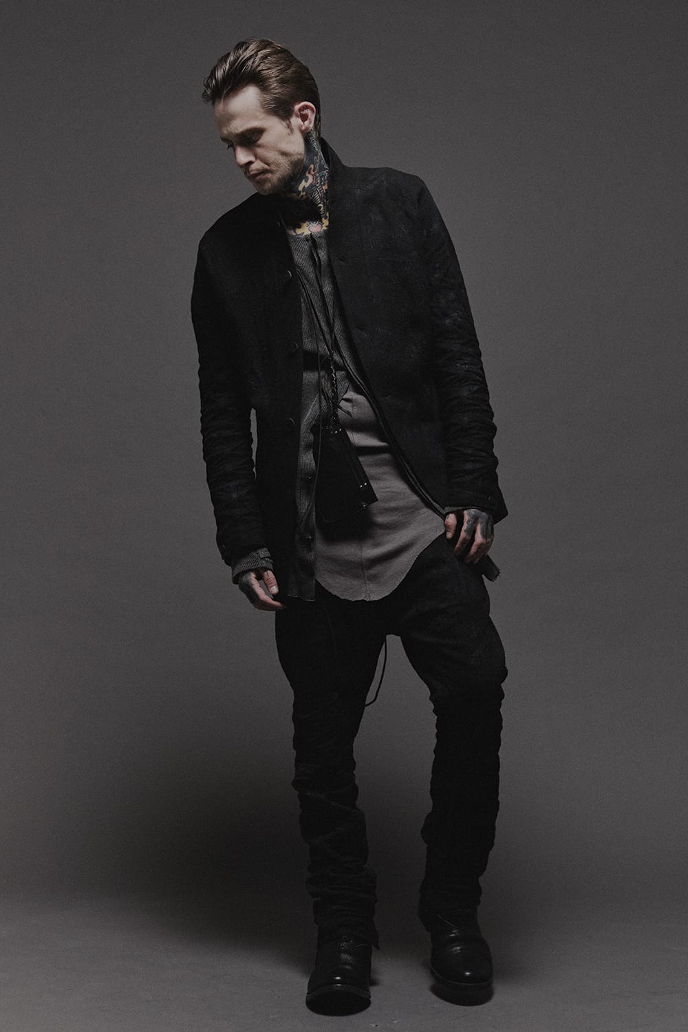 Hand Dye Linen Ash Coating Tailored JKT