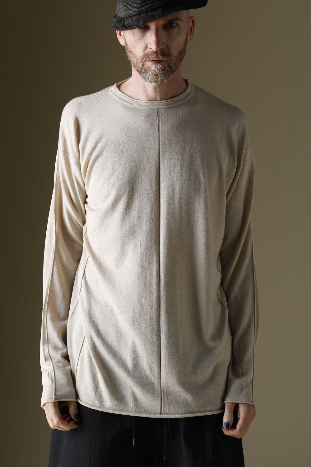 Knit long sleeve silk / cashmere Sand Beige