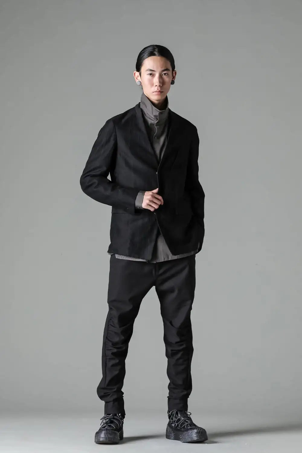 ジャケット コットン リネン ストライプ