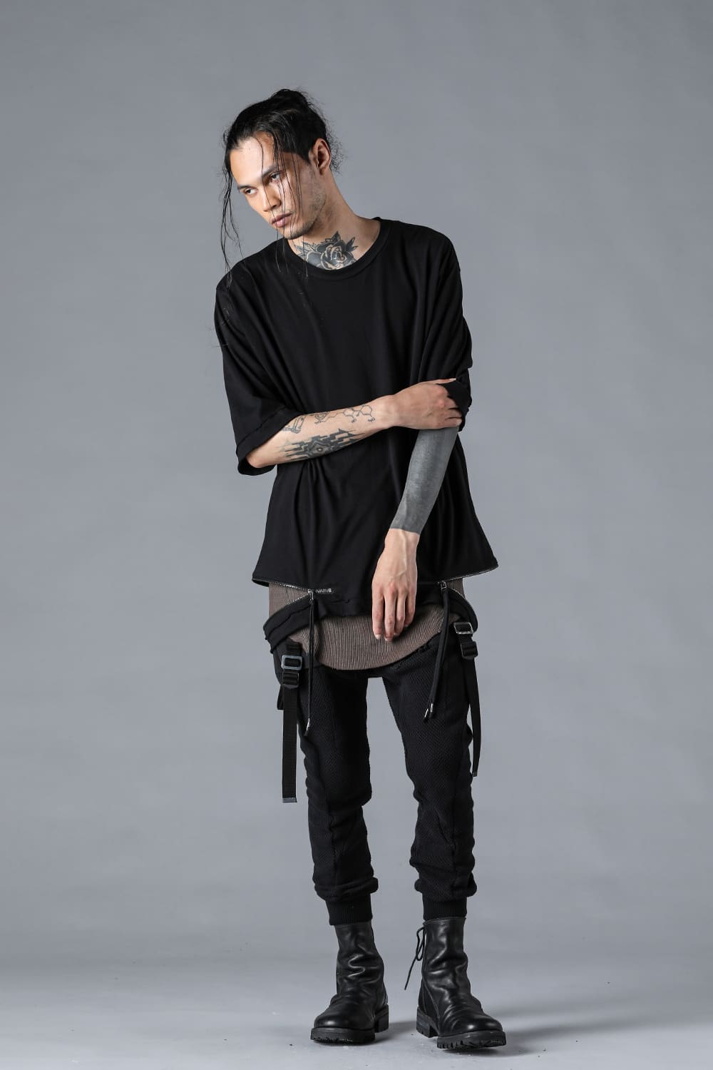 Honeycomb Cotton Jersey Suspender Drop-Crotch Jogger Pants