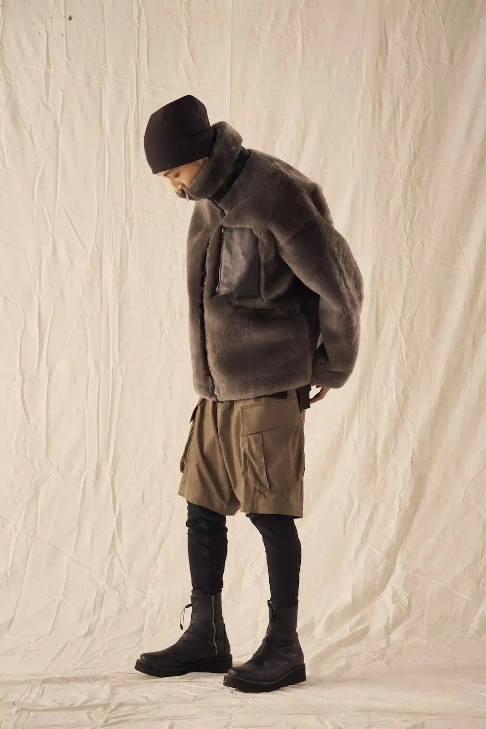 FASCINATE_THE R Limited Mouton Jacket Gray