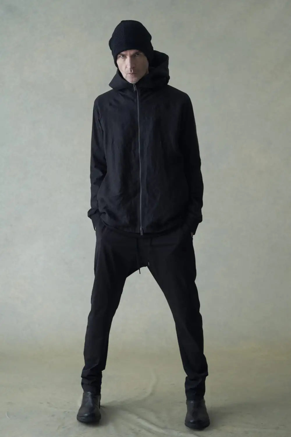 Hooded jacket soft nubuck cow leather