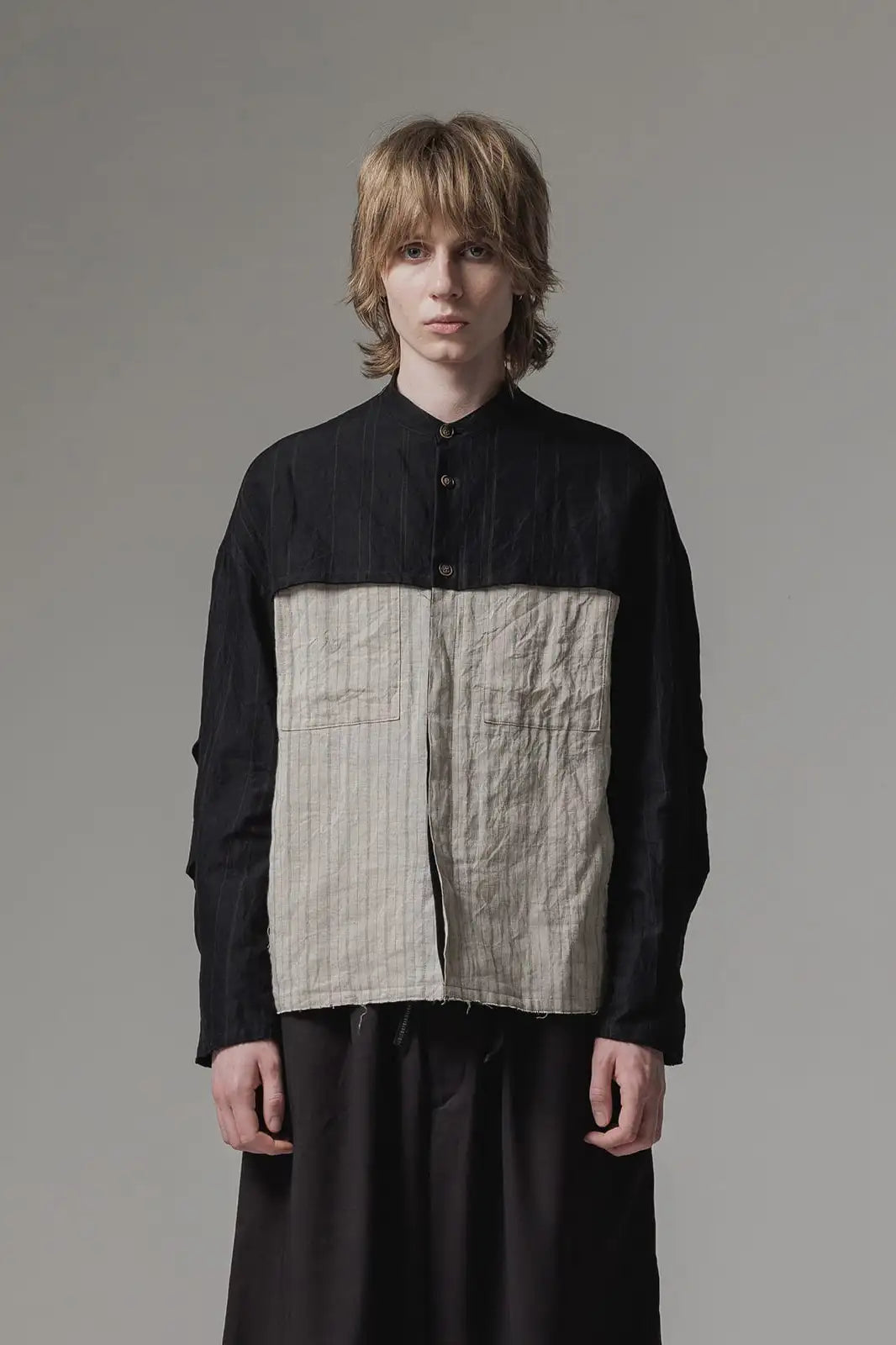 Shirt cotton / linen stripe