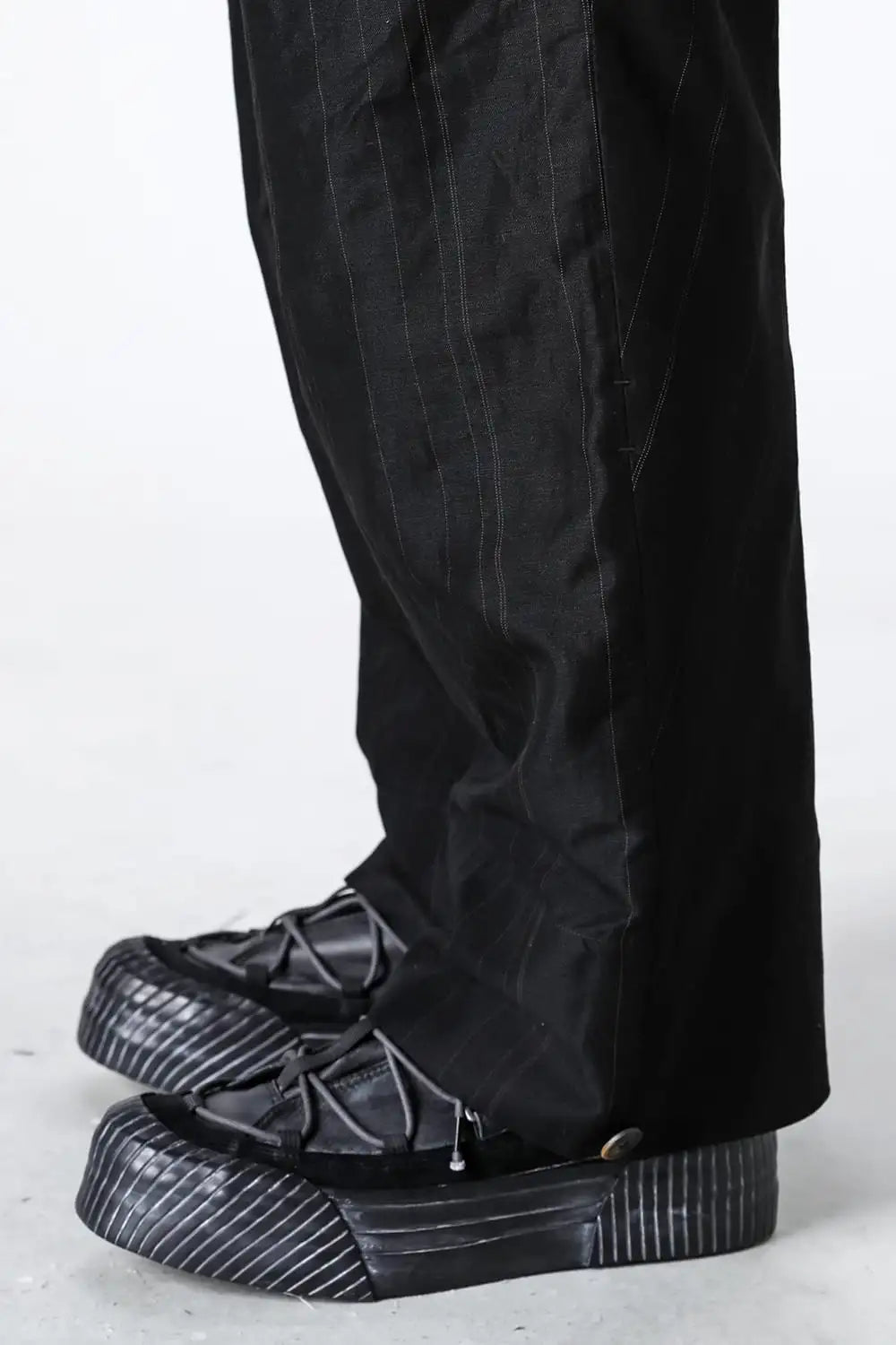 Cuffs baggy pant cotton / linen stripe