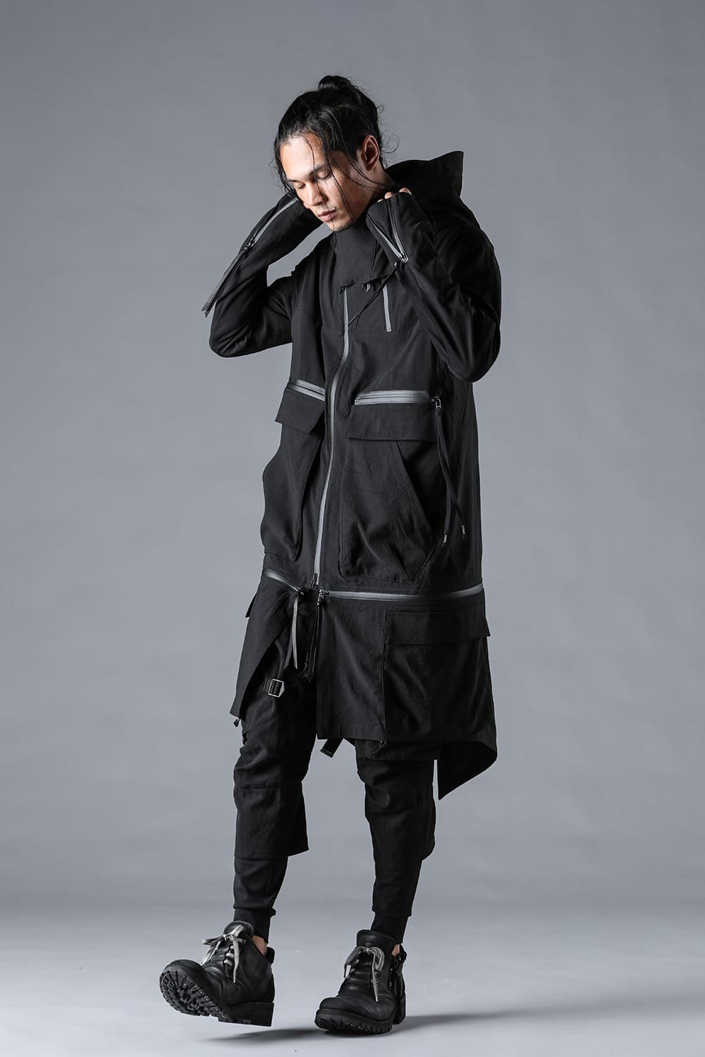 Salt-Shrunk Washed Dobby Border Military Coat