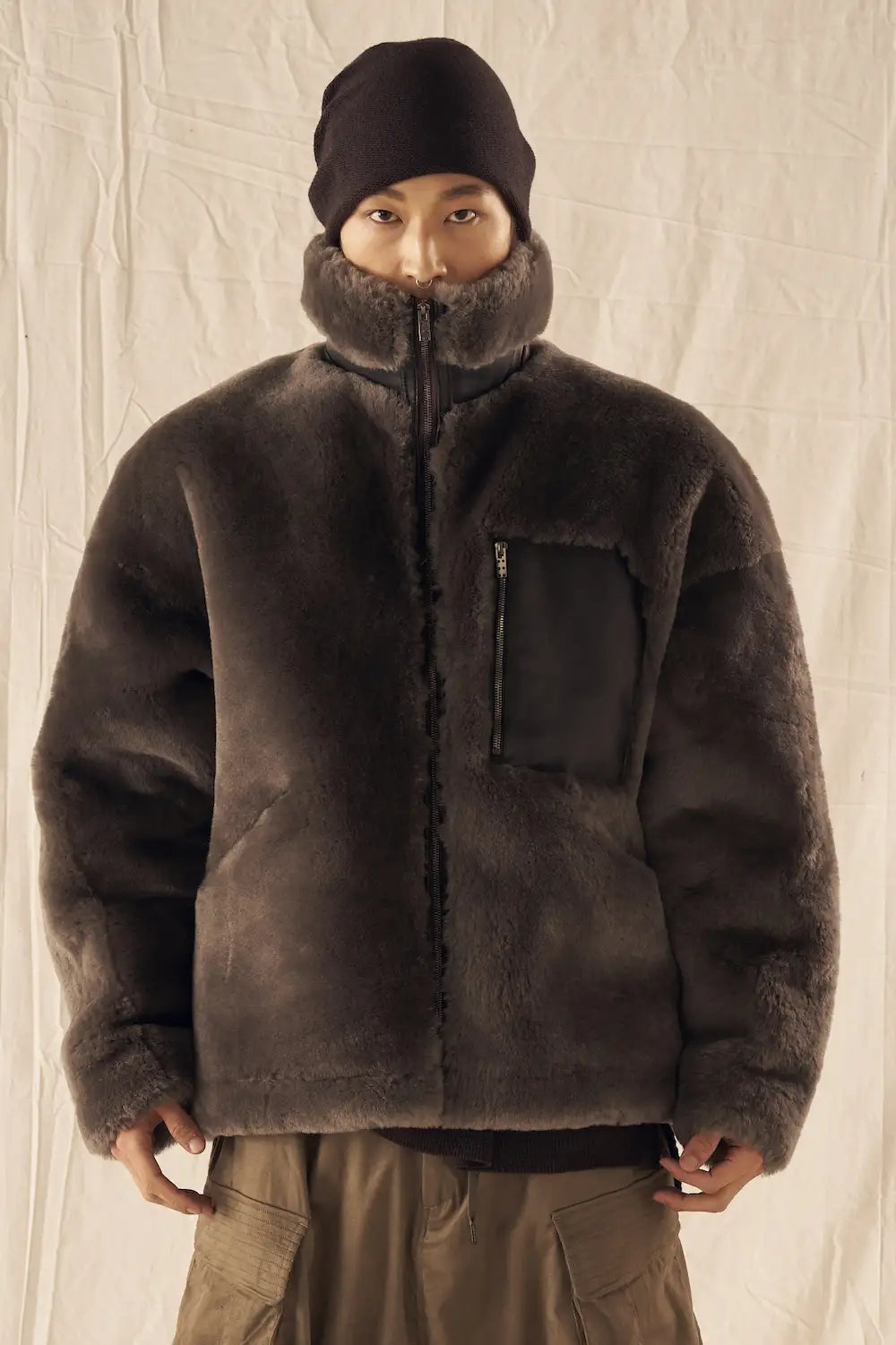 FASCINATE_THE R Limited Mouton Jacket Gray