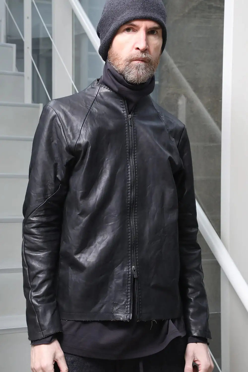 Leather  jacket  calf / silk   bonded