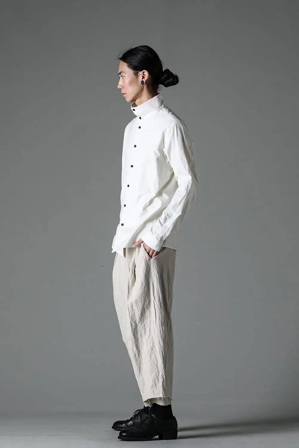 High neck shirt cotton / hemp