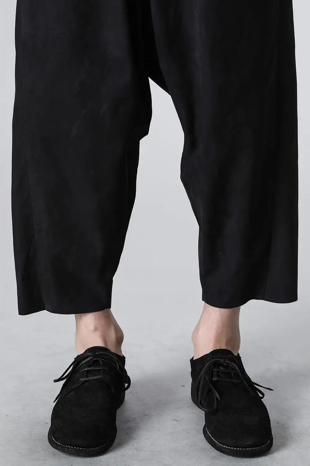 Relaxed pants soft nubuck cow leather Black