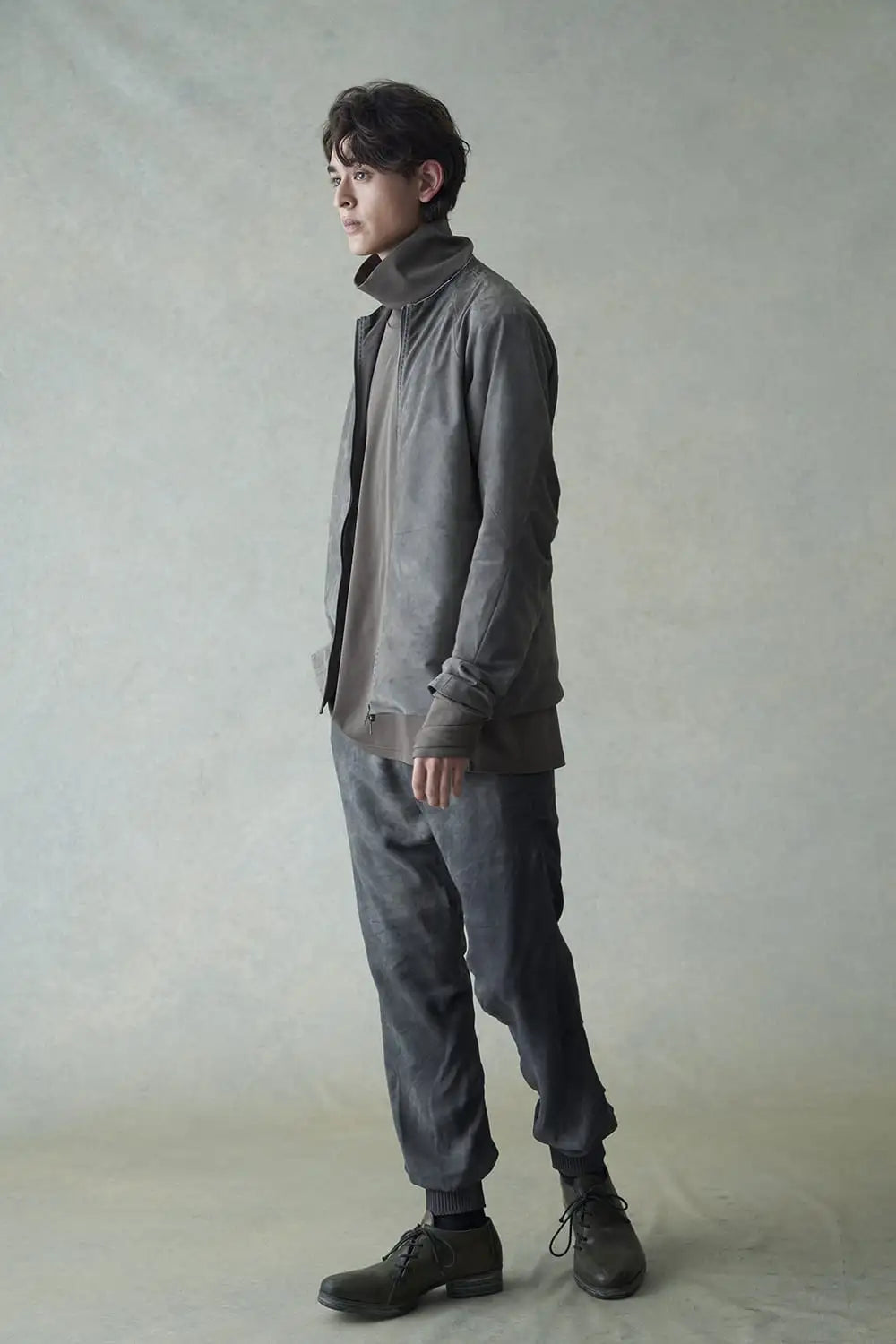 Jacket soft nubuck cow leather Slate Gray