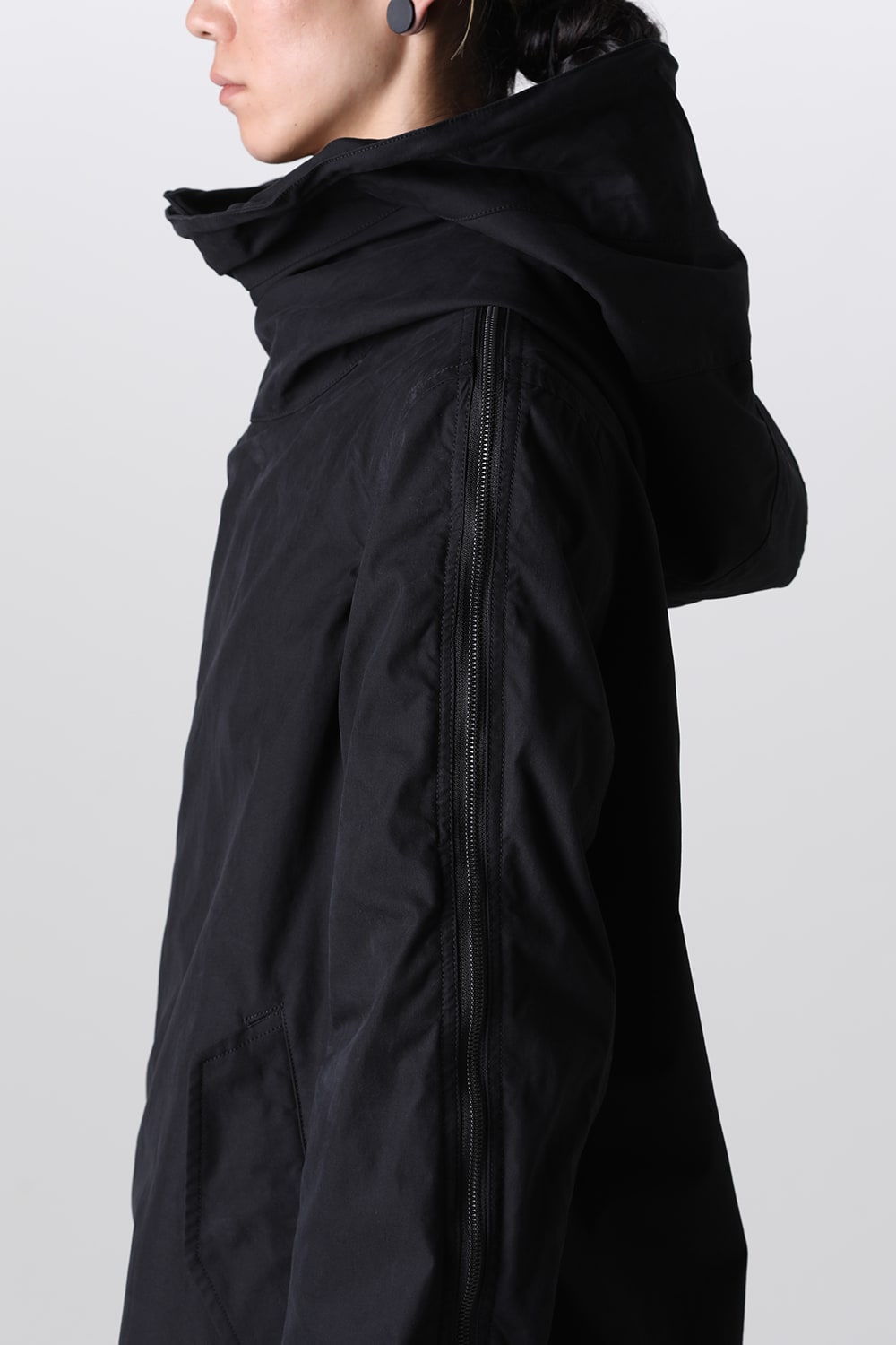 Multi Zip Military Hoodie Coat - Without Patches Black