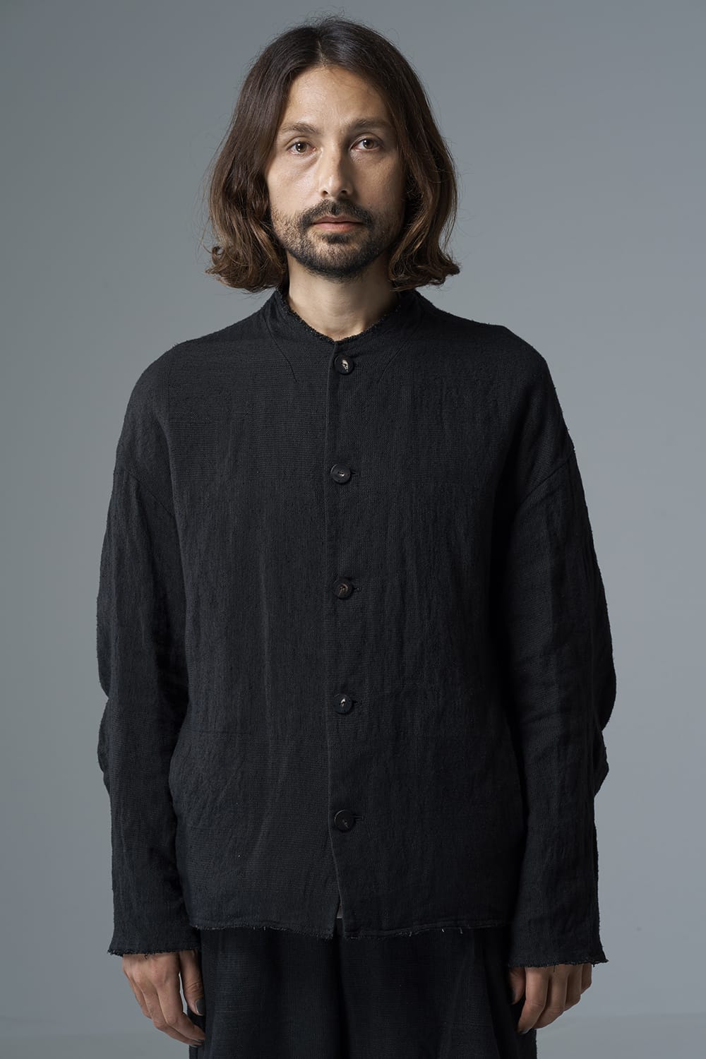 Jacket silk linen crazy check  Black