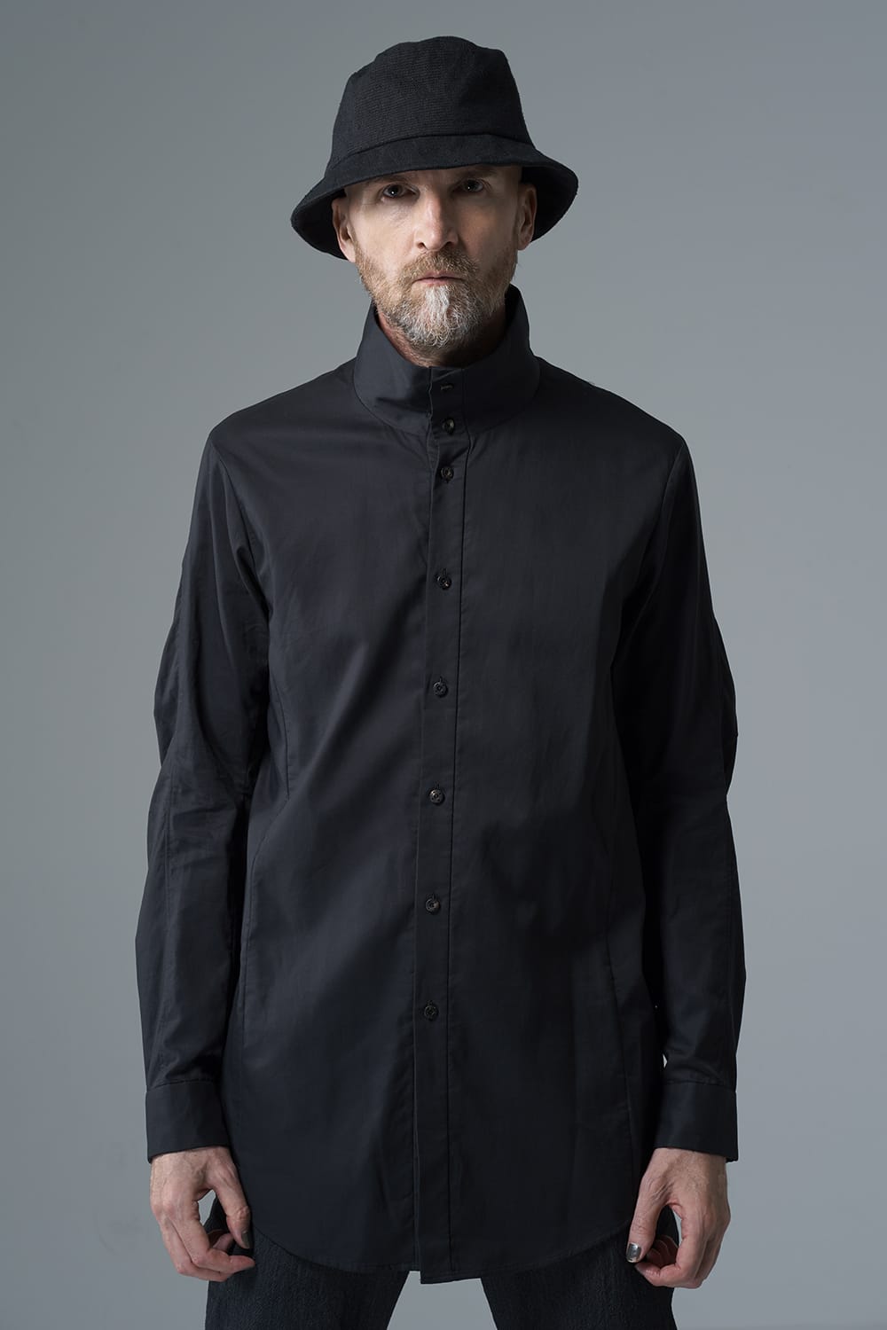 Hight neck shirt 200/2 cotton double weave  Black