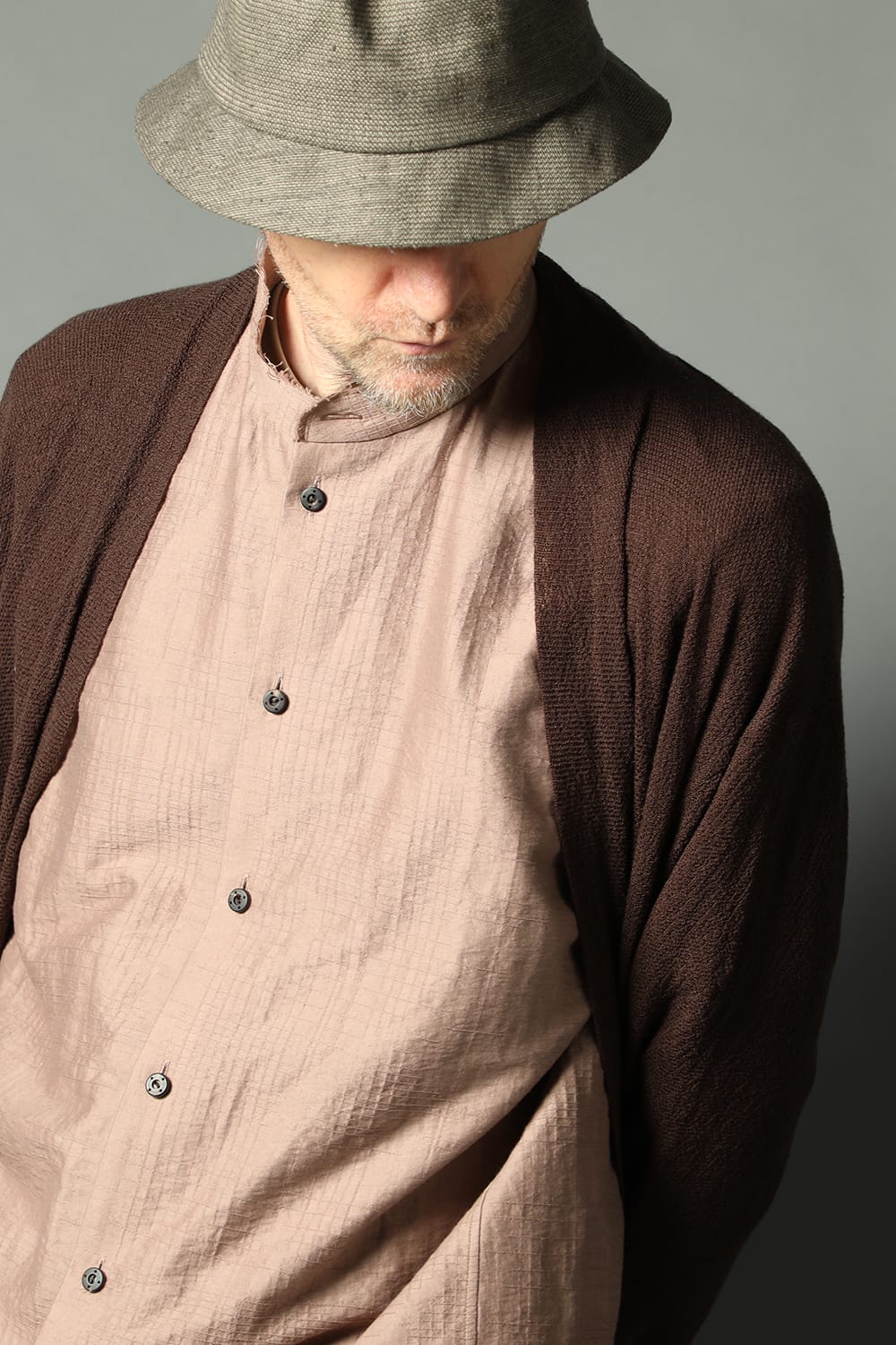 Shirt cotton / nylon Shadow jacquard  Pink Gray