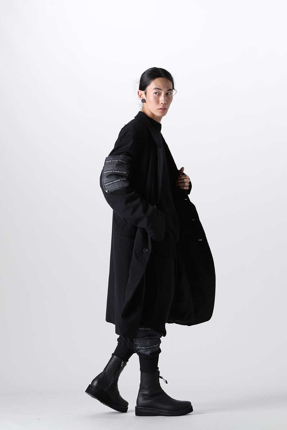 Oversized Long Jacket w/Printed Patches