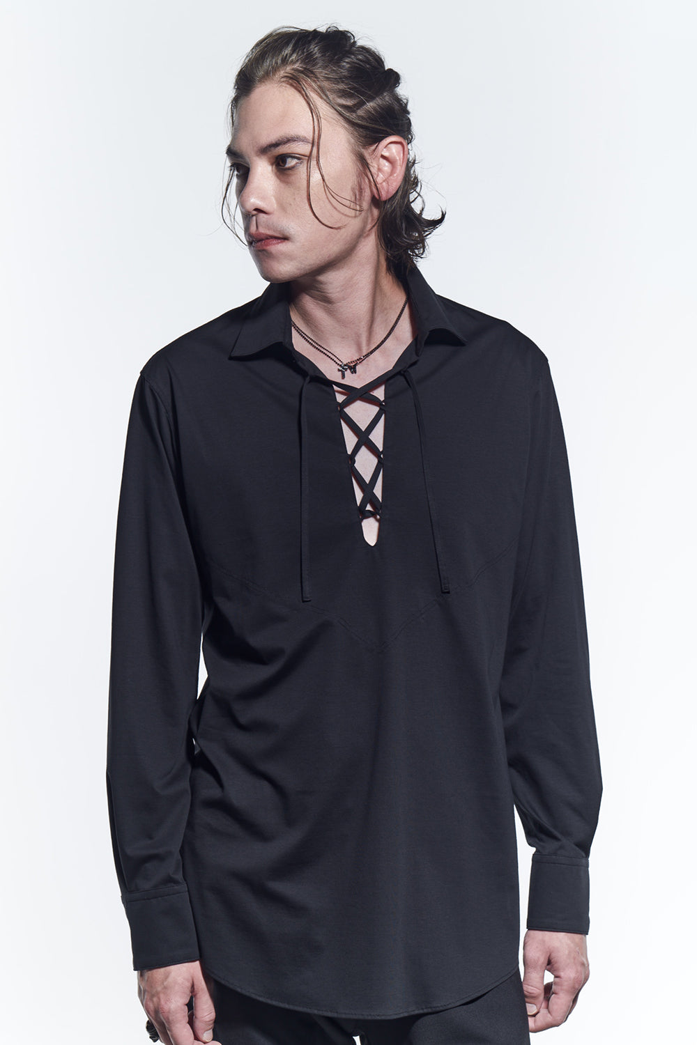 Lace Up Shirts Black