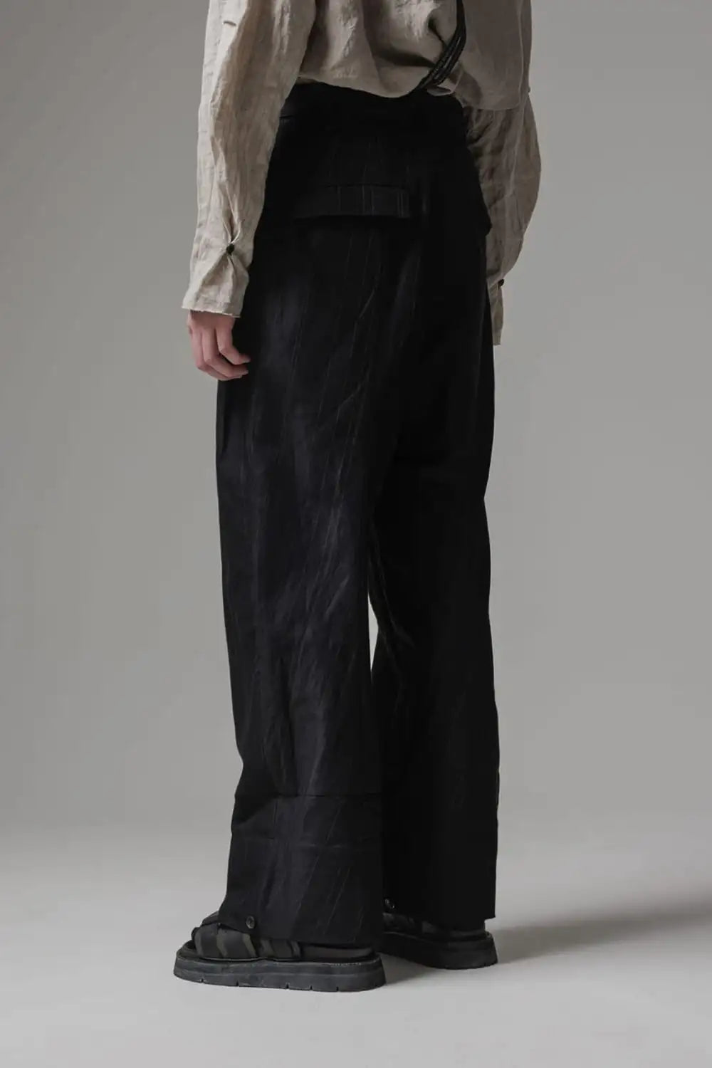 Cuffs baggy pant cotton / linen stripe