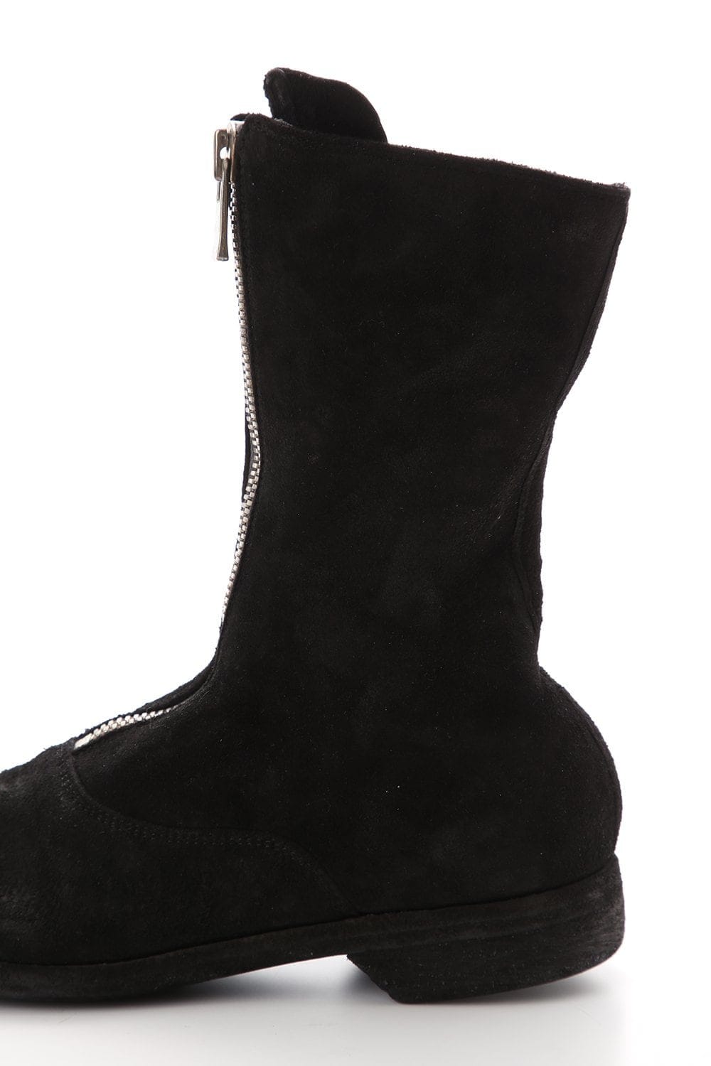 Women's Middle Front Zip Boots Single Sole - Soft Horse Reverse Leather - 310