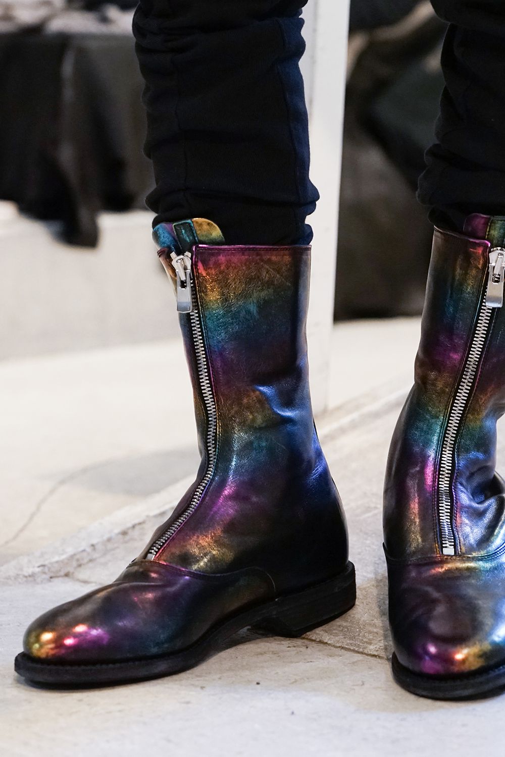 Middle Front Zip Boots Single Sole - Horse Laminato FG Leather - 310