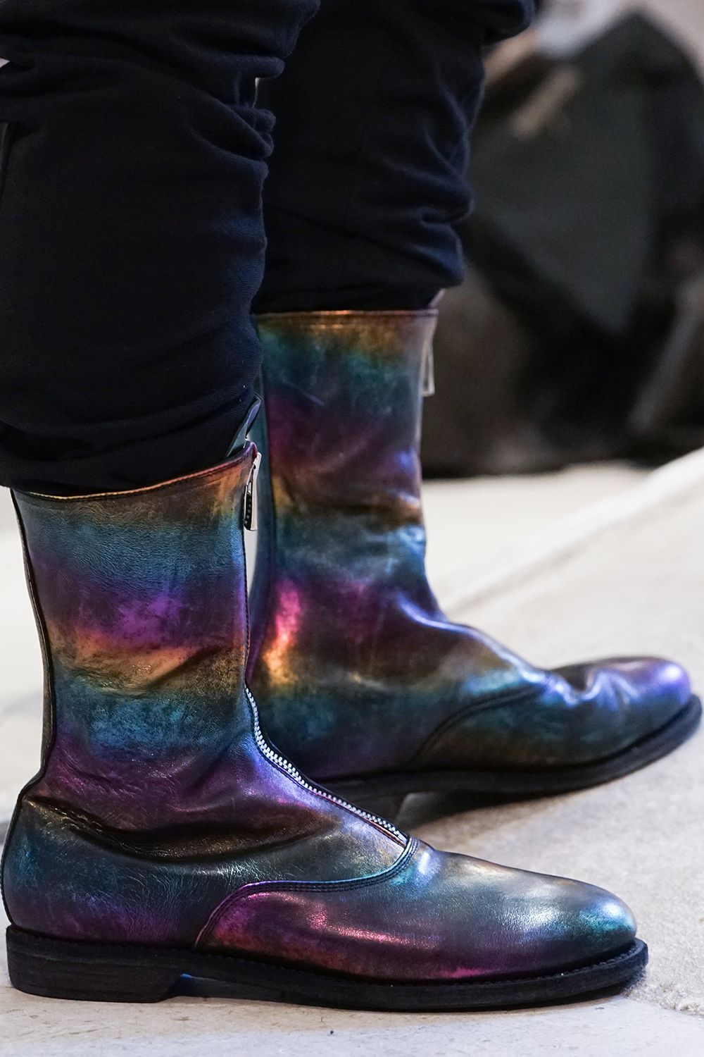 Middle Front Zip Boots Single Sole - Horse Laminato FG Leather - 310