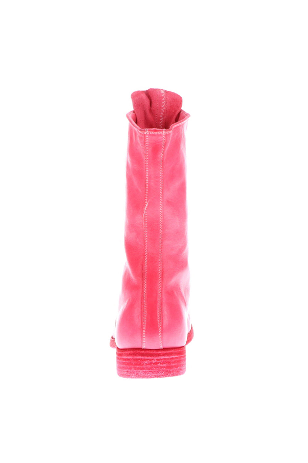 Middle Front Zip Boots Single Sole - Soft Horse Full Grain Leather - Pink