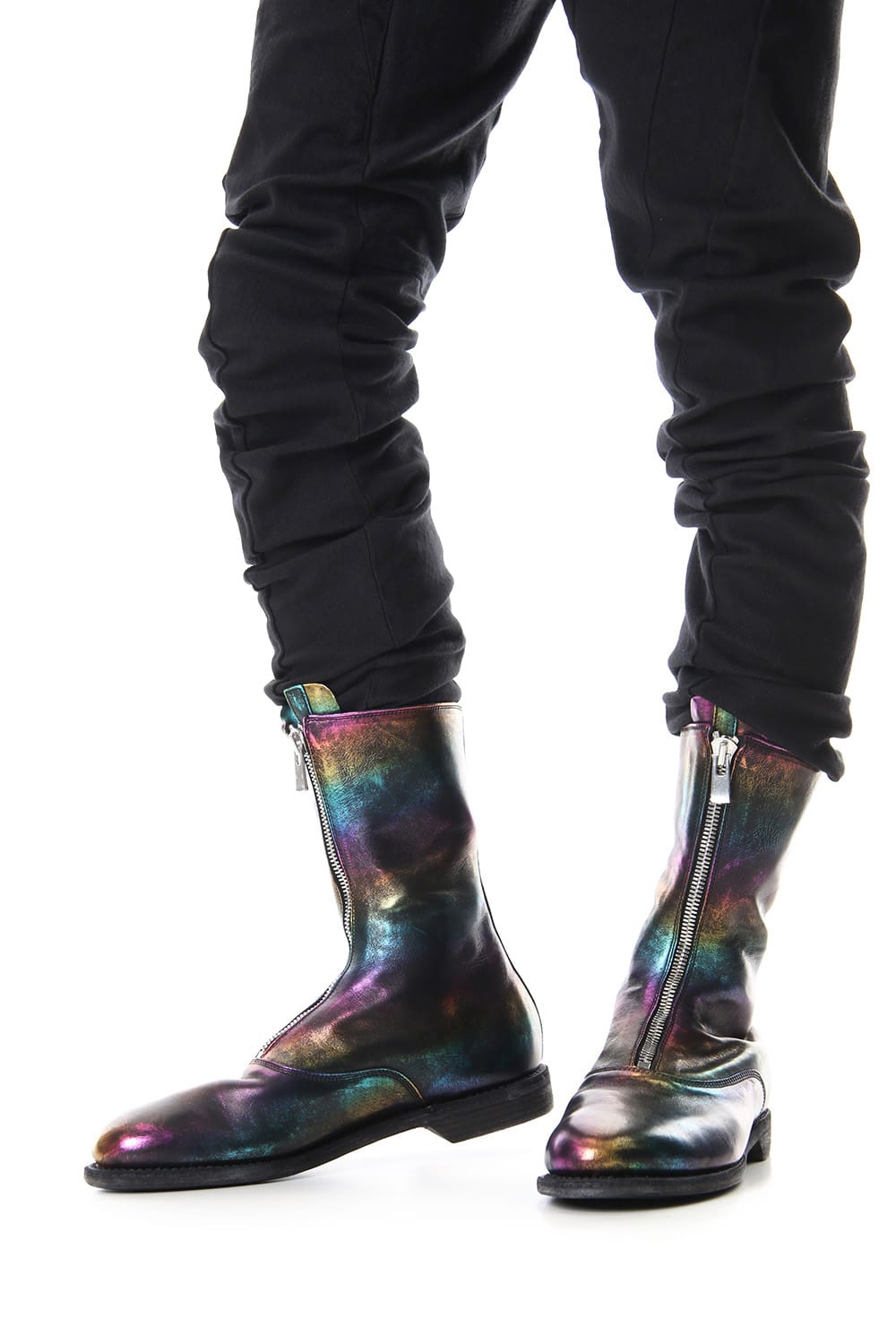 Middle Front Zip Boots Single Sole - Horse Laminato FG Leather - 310