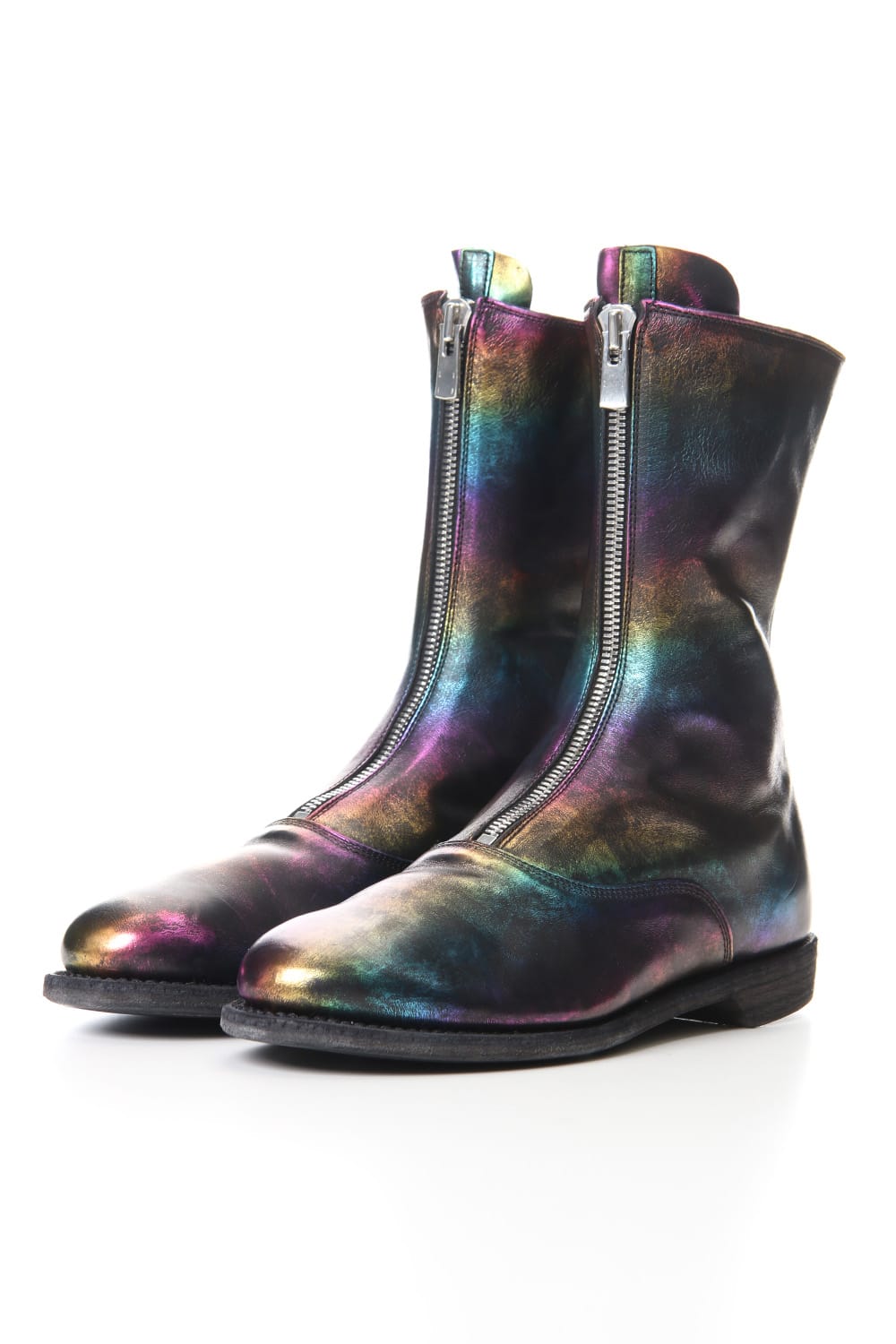 Middle Front Zip Boots Single Sole - Horse Laminato FG Leather - 310