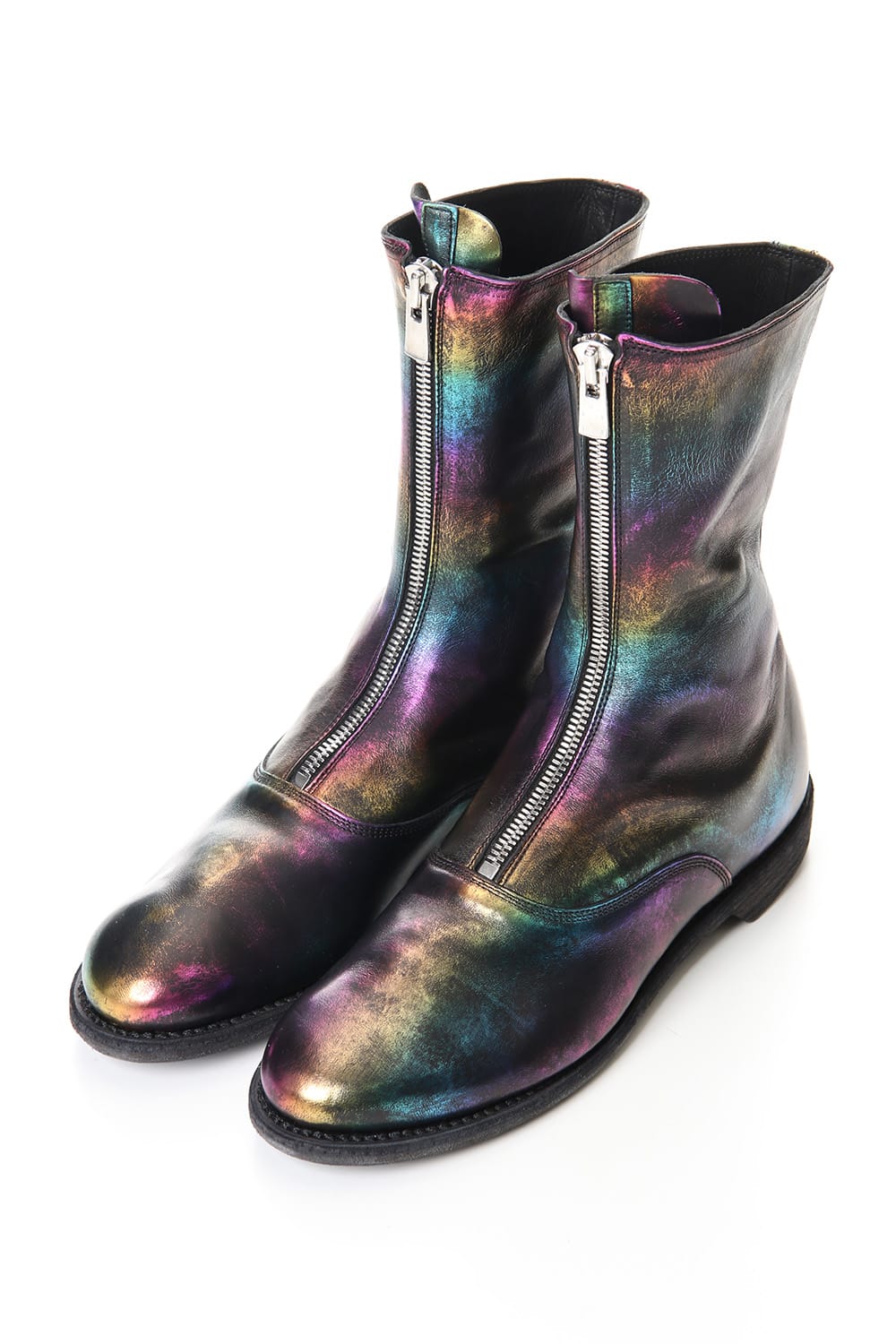 Middle Front Zip Boots Single Sole - Horse Laminato FG Leather - 310