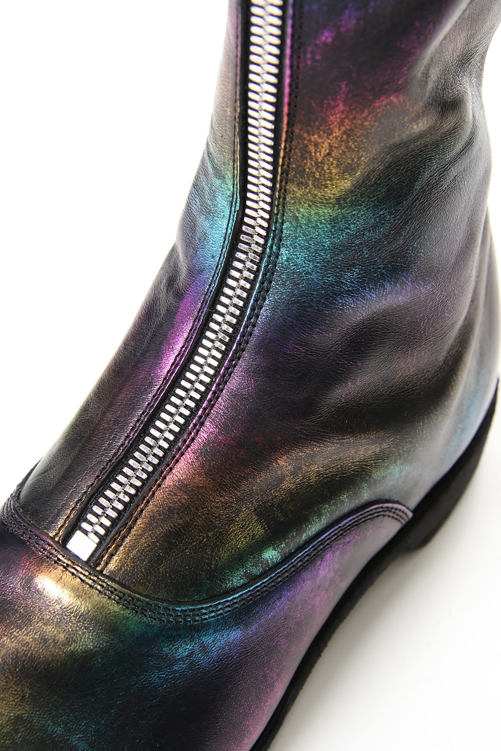 Middle Front Zip Boots Single Sole - Horse Laminato FG Leather - 310