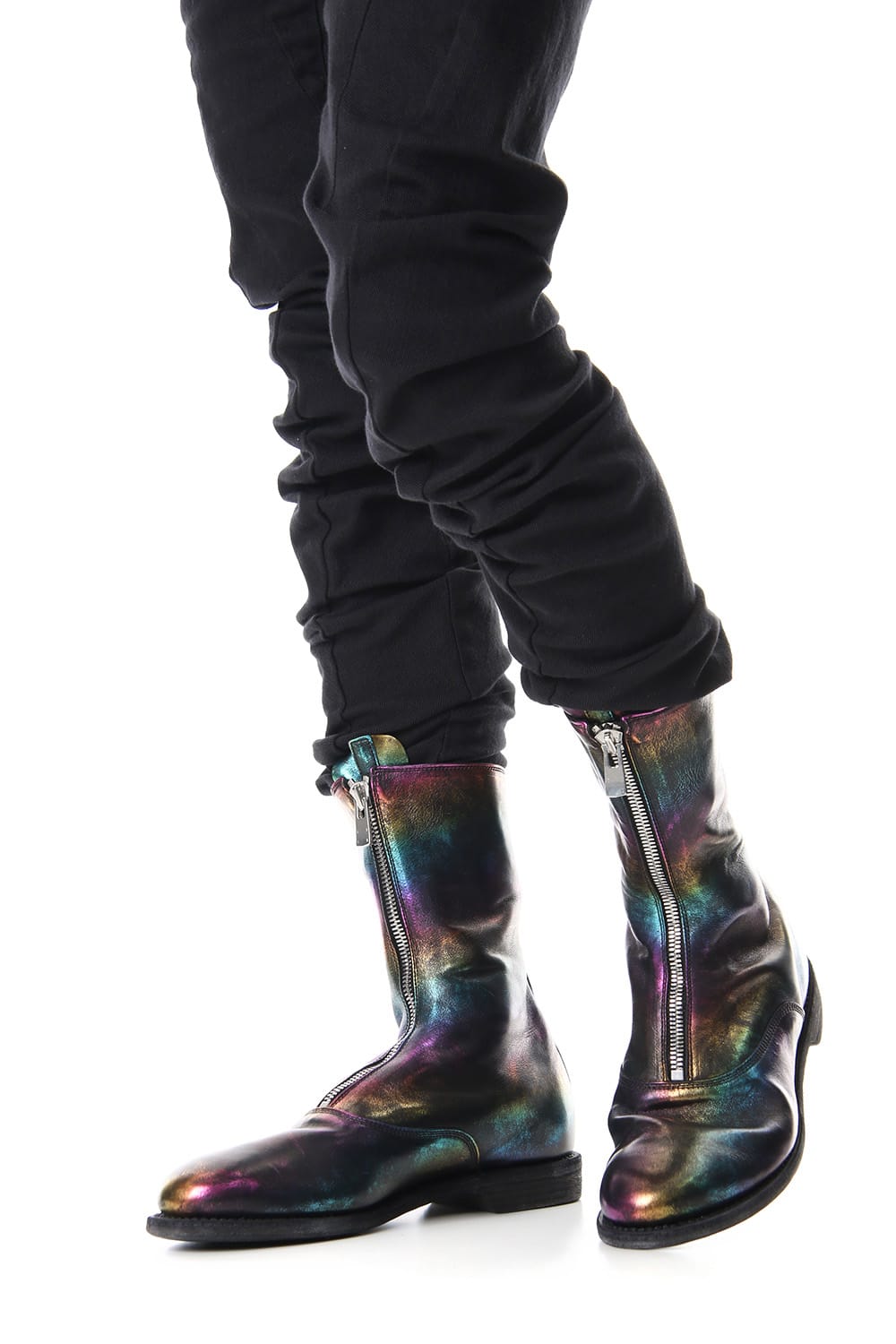 Middle Front Zip Boots Single Sole - Horse Laminato FG Leather - 310