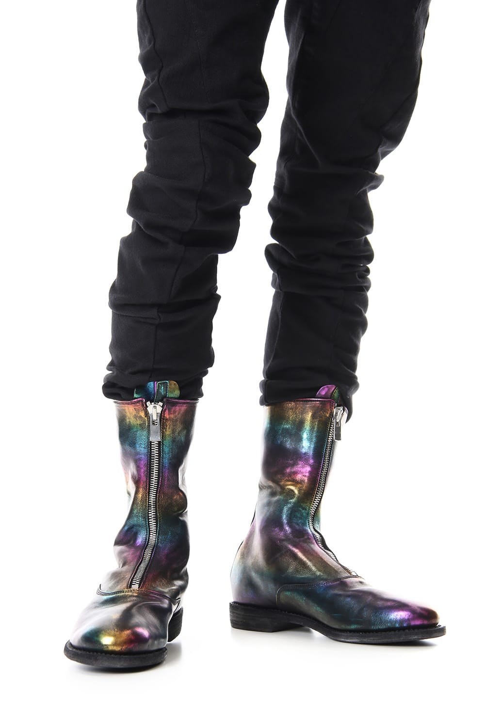 Middle Front Zip Boots Single Sole - Horse Laminato FG Leather - 310