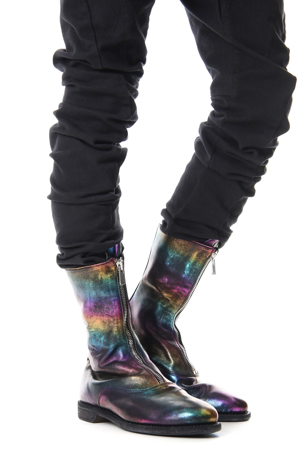 Middle Front Zip Boots Single Sole - Horse Laminato FG Leather - 310