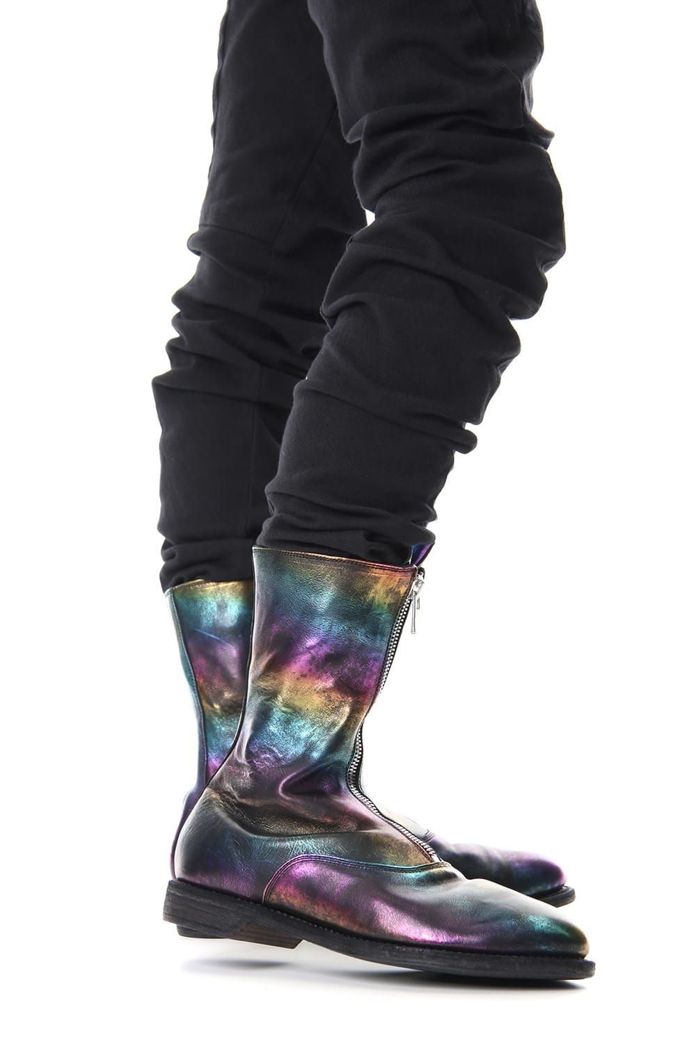 Middle Front Zip Boots Single Sole - Horse Laminato FG Leather - 310