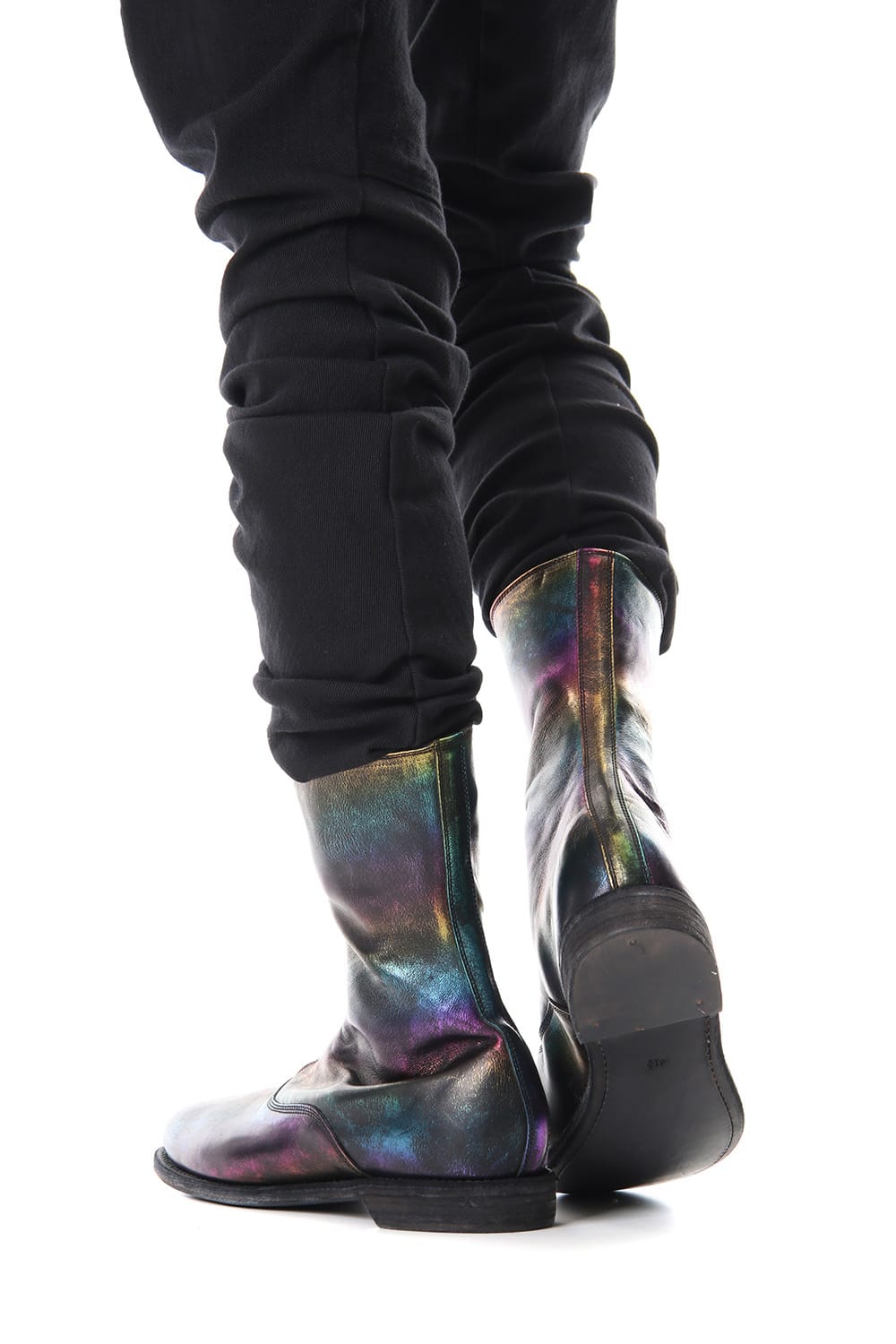 Middle Front Zip Boots Single Sole - Horse Laminato FG Leather - 310