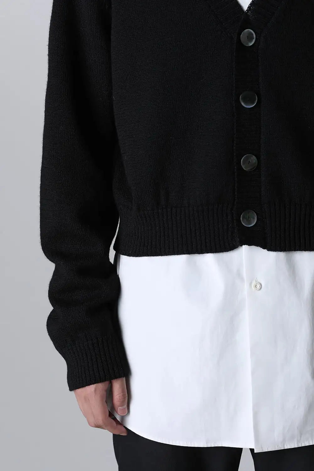 shetland wool cropped cardigan Black