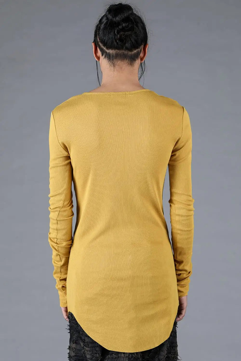 Modal x Cotton Rib Long Sleeve T-Shirt Mustard
