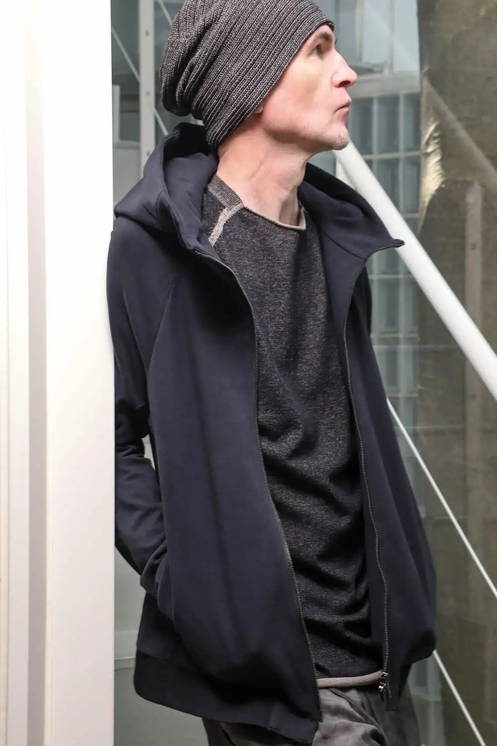 Hooded jacket stretch jersey