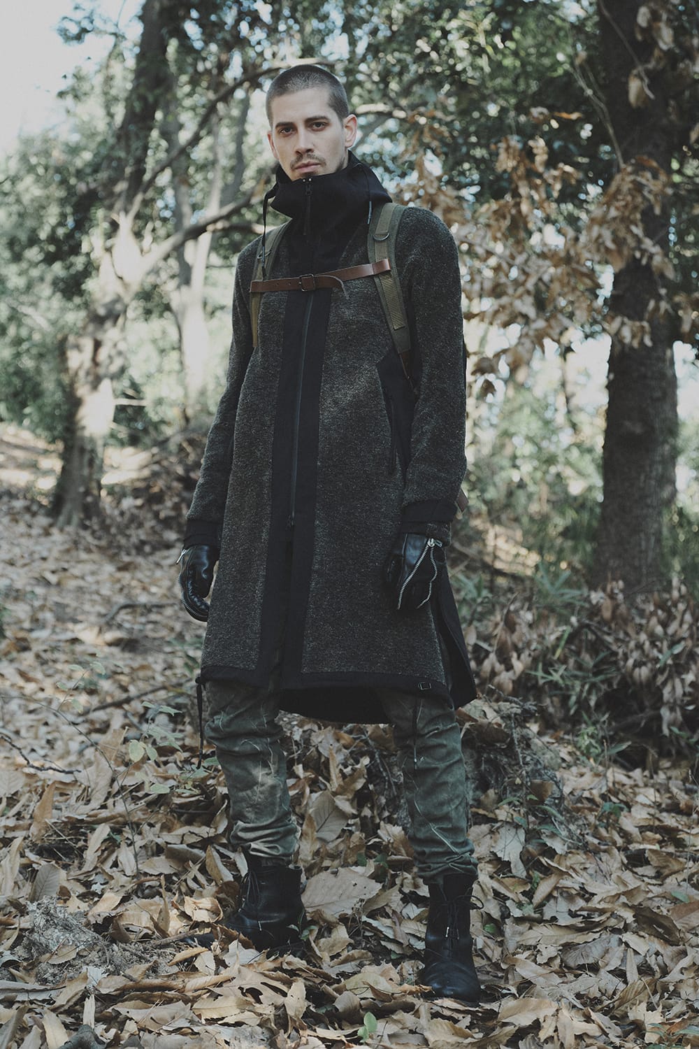 Kenpi wool Boa Hooded Coat Khaki