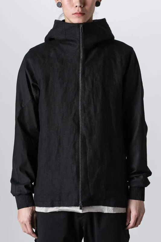 Hooded jacket soft nubuck cow leather