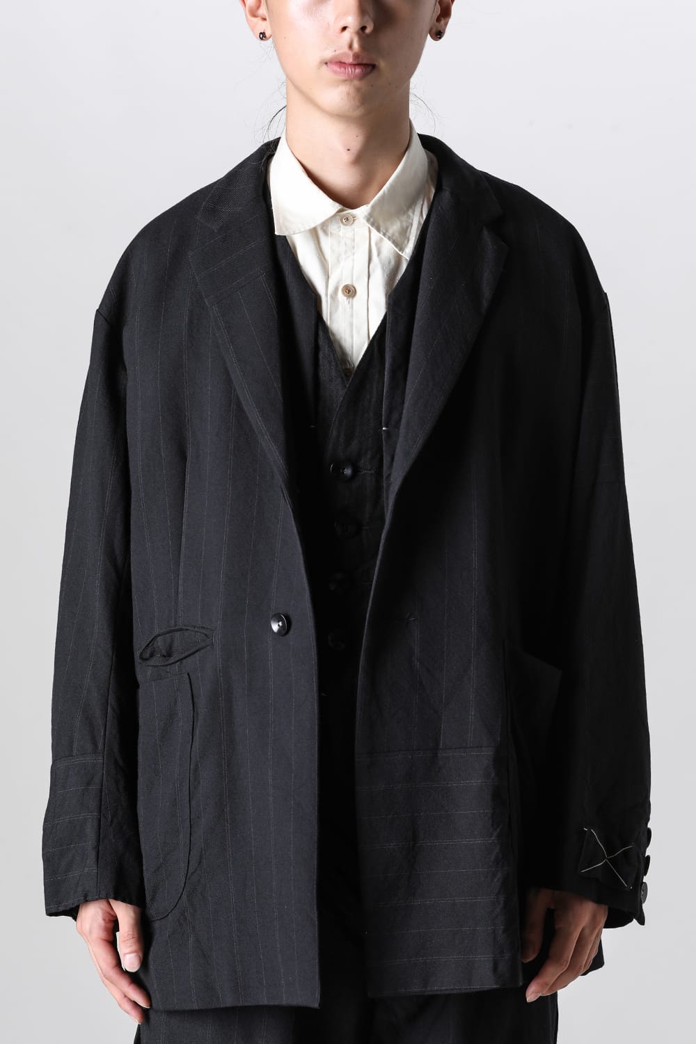 Patch Worked Relax Fit Blazer Stripe Serge Wool HERBIE