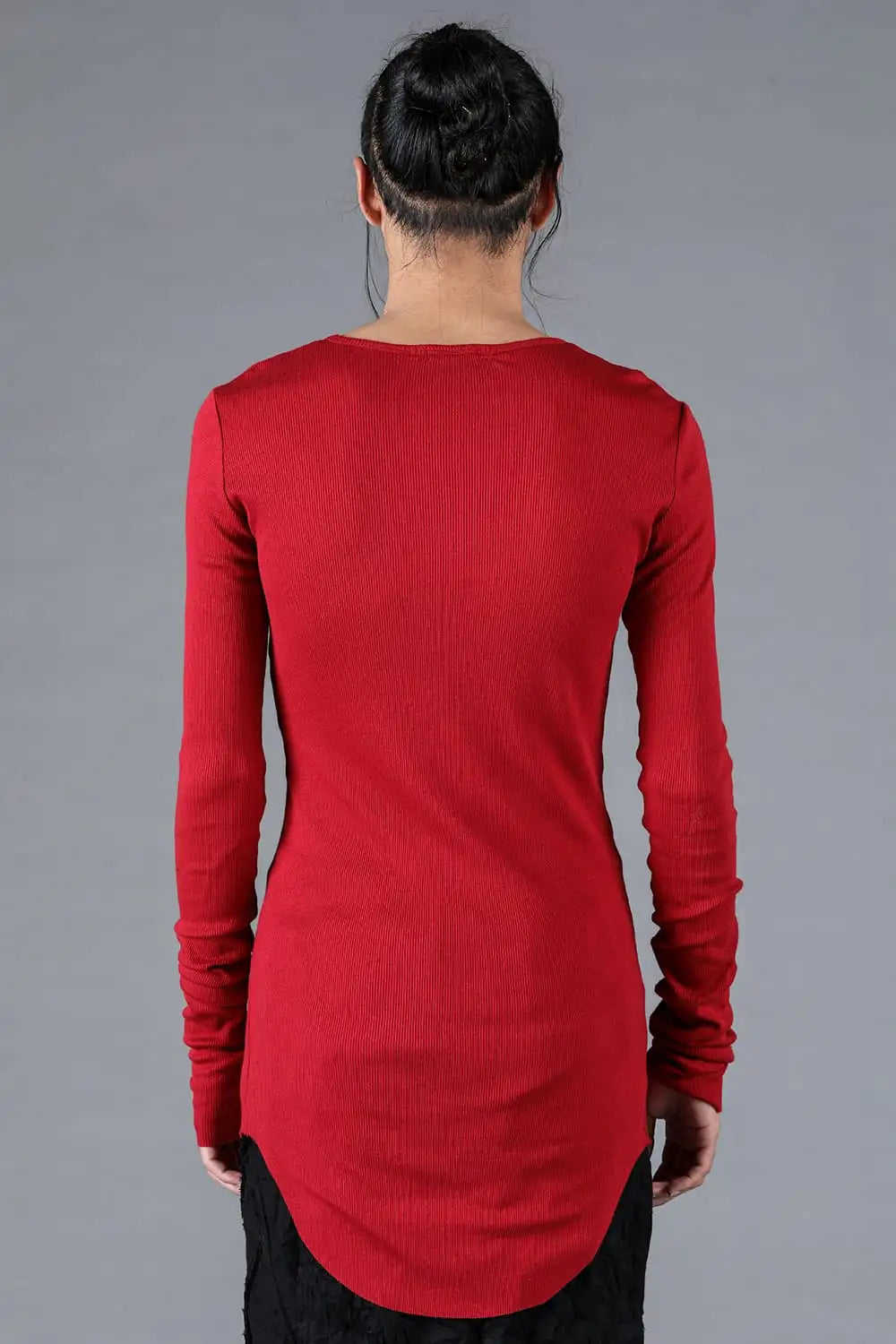Modal x Cotton Rib Long Sleeve T-Shirt Red