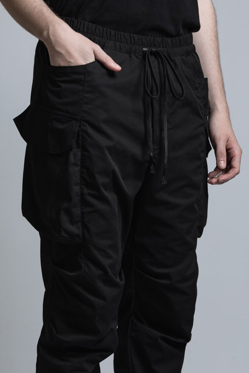 CORDURA NYLON COTTON Water Repellent Pull-Up Side Pocket Pants Black