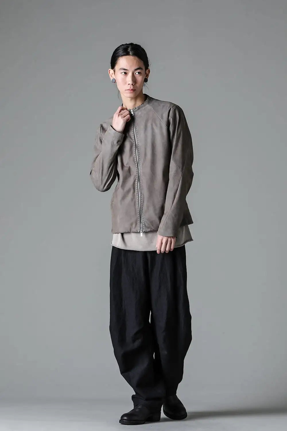 Jacket soft nubuck cow leather Slate Gray