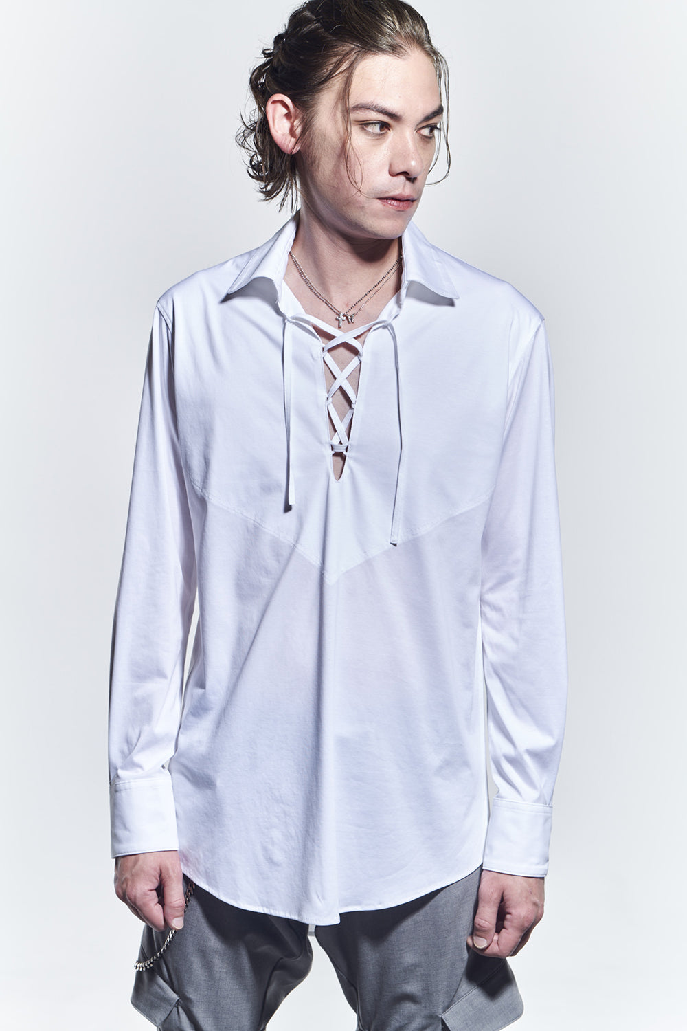 Lace Up Shirts White